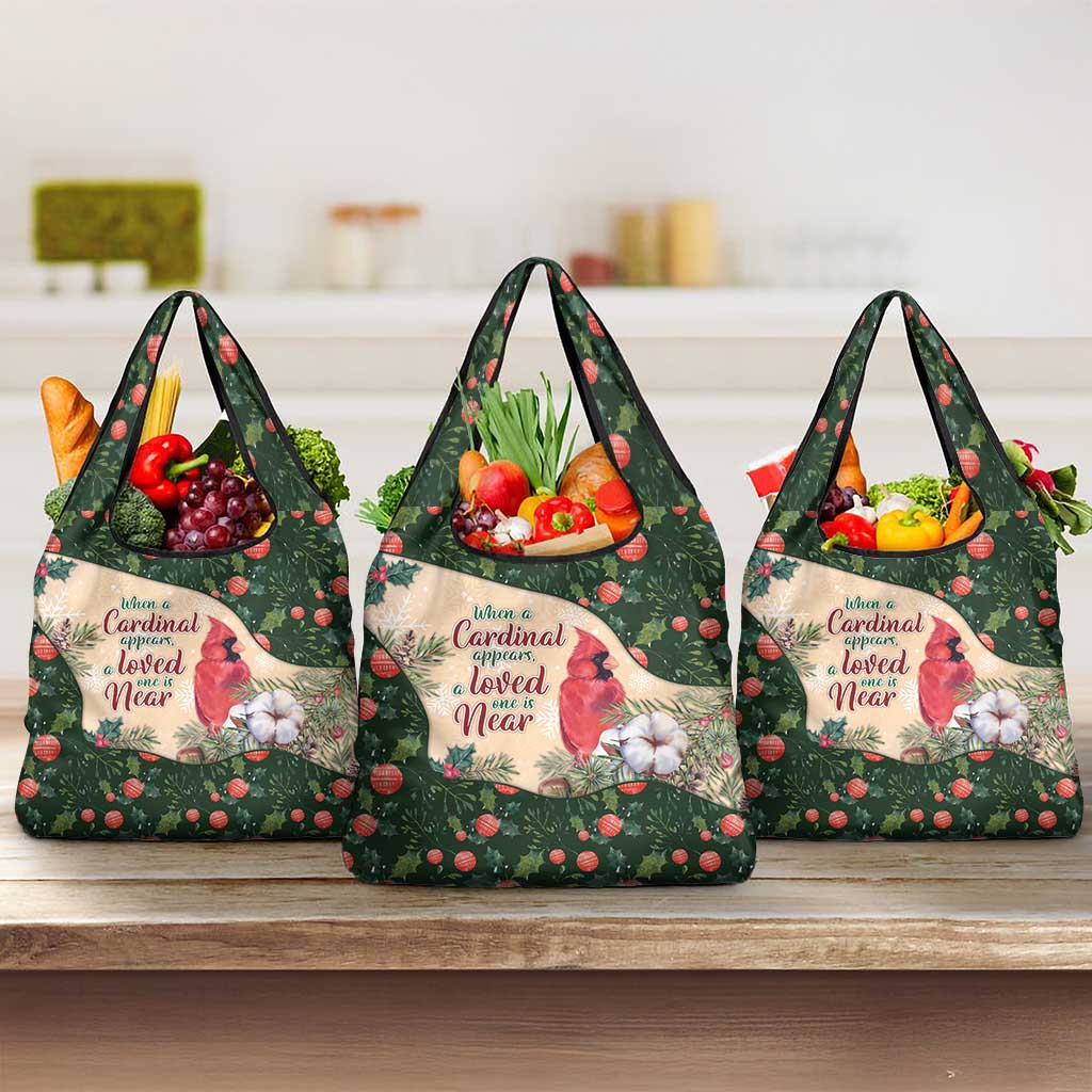 Memorial Cardinal Christmas Grocery Bag When A Cardinal Appears Loved One Is Near - Wonder Print Shop