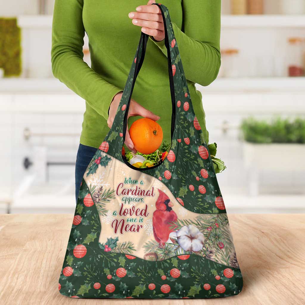Memorial Cardinal Christmas Grocery Bag When A Cardinal Appears Loved One Is Near - Wonder Print Shop