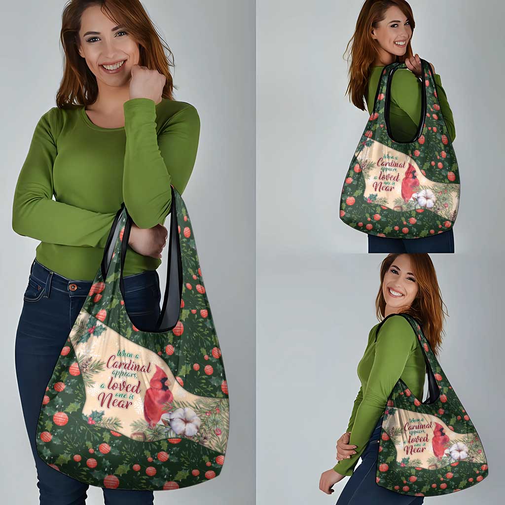 Memorial Cardinal Christmas Grocery Bag When A Cardinal Appears Loved One Is Near - Wonder Print Shop