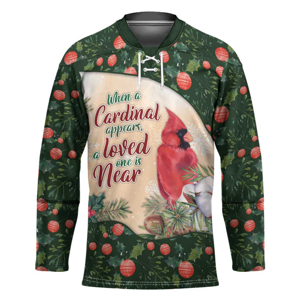 Memorial Cardinal Christmas Hockey Jersey When A Cardinal Appears Loved One Is Near - Wonder Print Shop