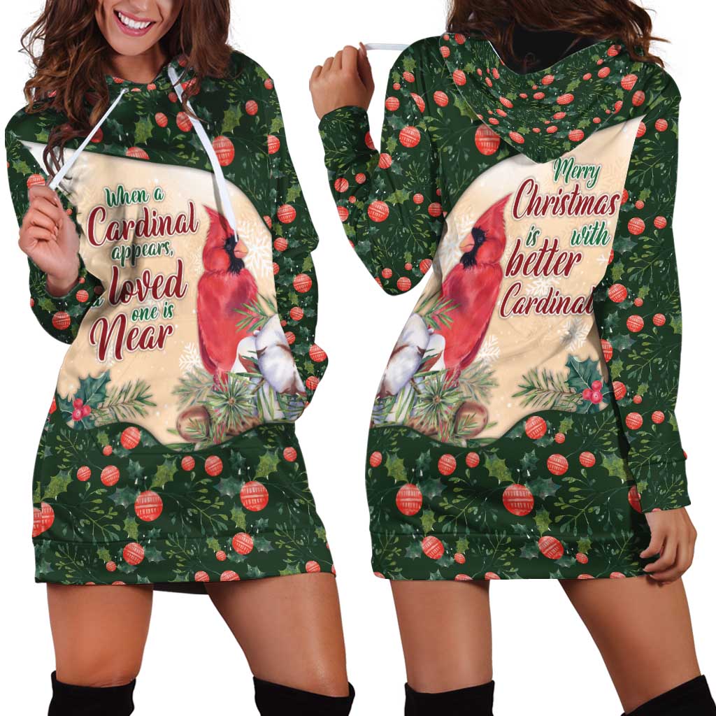 Memorial Cardinal Christmas Hoodie Dress When A Cardinal Appears Loved One Is Near - Wonder Print Shop