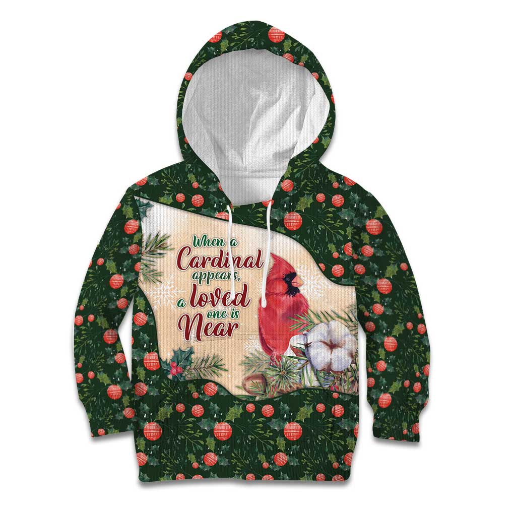 Memorial Cardinal Christmas Kid Hoodie When A Cardinal Appears Loved One Is Near - Wonder Print Shop