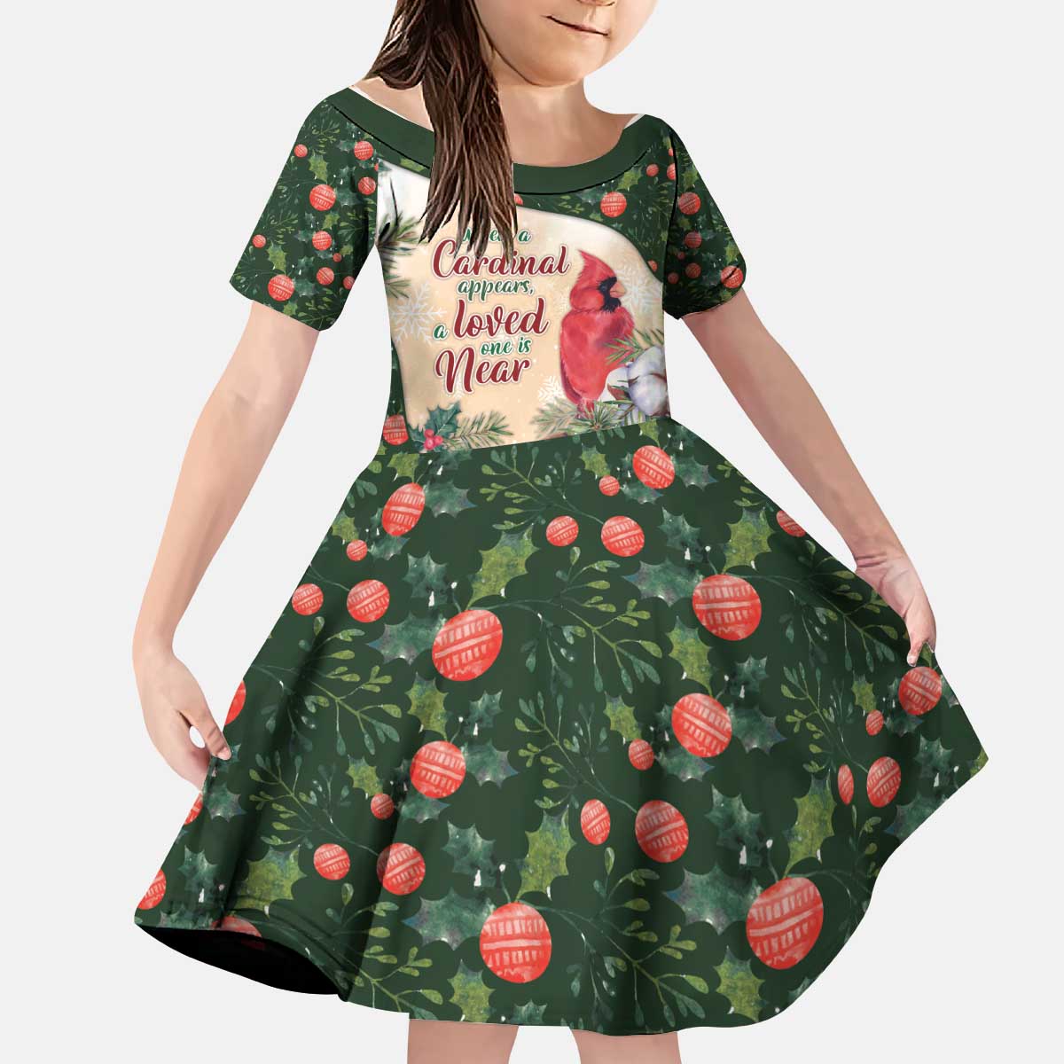 Memorial Cardinal Christmas Kid Short Sleeve Dress When A Cardinal Appears Loved One Is Near - Wonder Print Shop