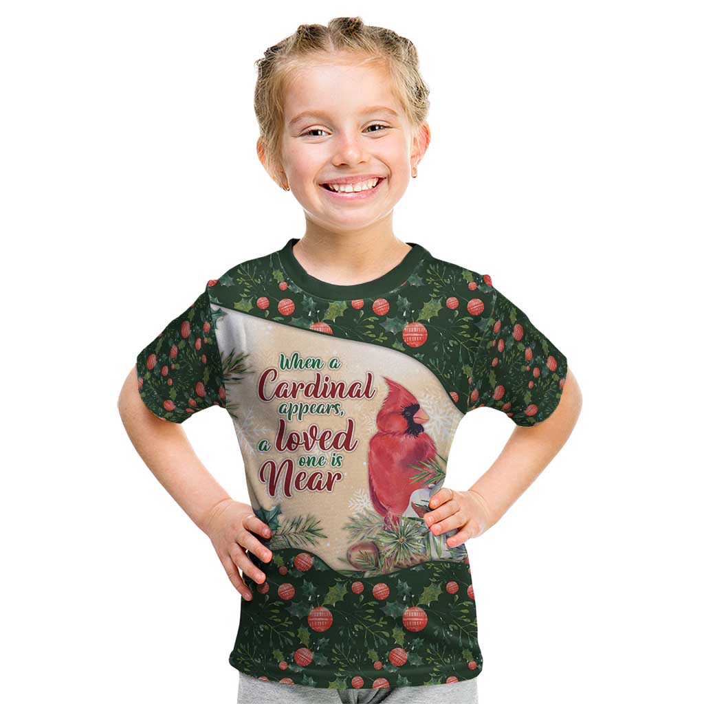 Memorial Cardinal Christmas Kid T Shirt When A Cardinal Appears Loved One Is Near - Wonder Print Shop