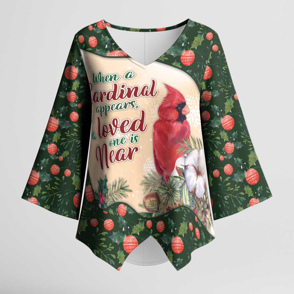 Memorial Cardinal Christmas Kimono Sleeve Blouse When A Cardinal Appears Loved One Is Near - Wonder Print Shop