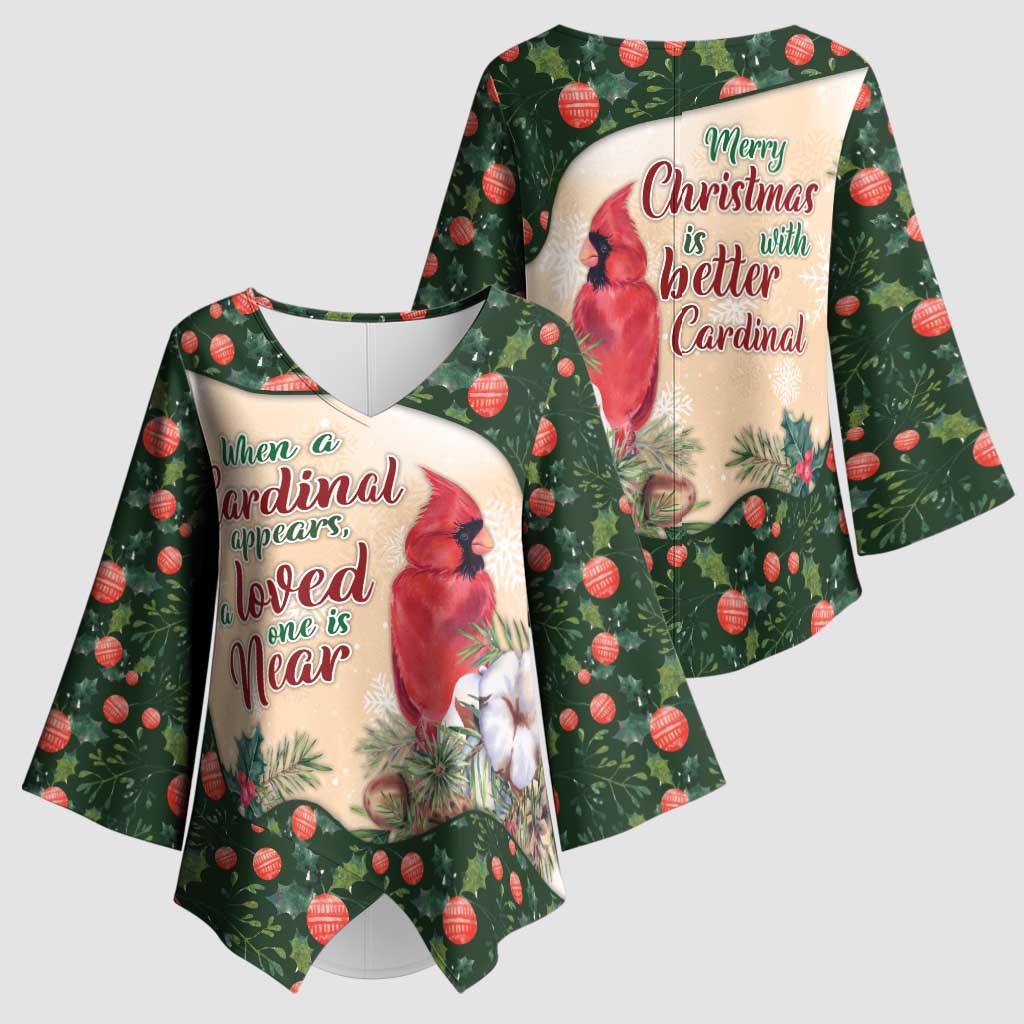 Memorial Cardinal Christmas Kimono Sleeve Blouse When A Cardinal Appears Loved One Is Near - Wonder Print Shop