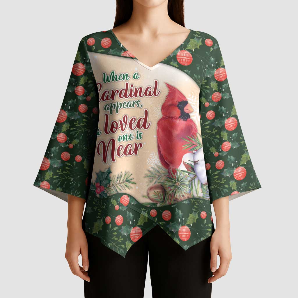 Memorial Cardinal Christmas Kimono Sleeve Blouse When A Cardinal Appears Loved One Is Near - Wonder Print Shop