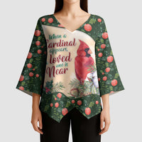 Memorial Cardinal Christmas Kimono Sleeve Blouse When A Cardinal Appears Loved One Is Near - Wonder Print Shop