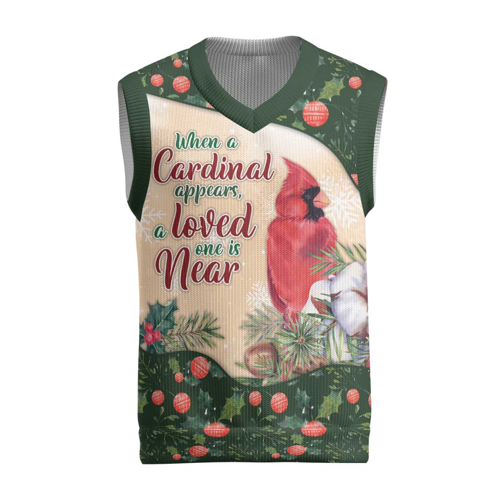 Cardinal Christmas Knitted V-Neck Vest Love Near The Xmas - Wonder Print Shop