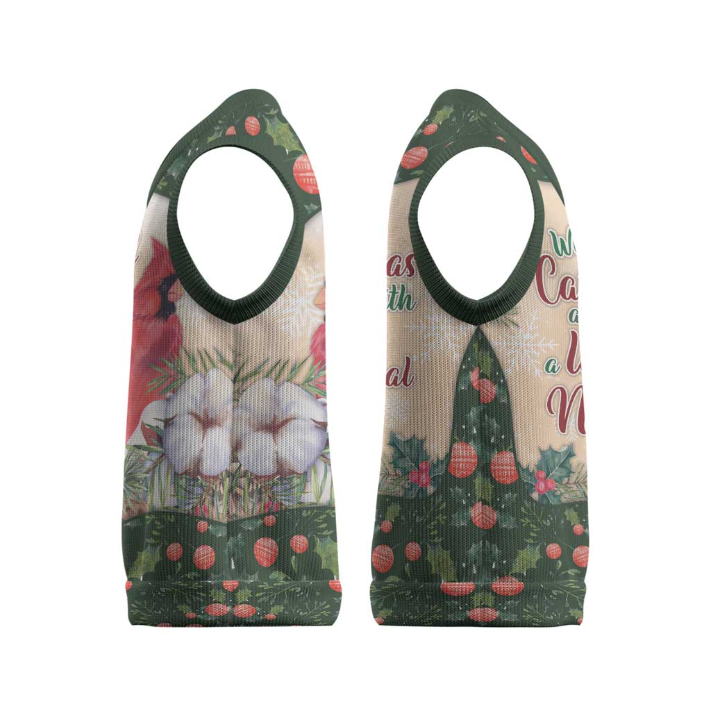 Cardinal Christmas Knitted V-Neck Vest Love Near The Xmas - Wonder Print Shop