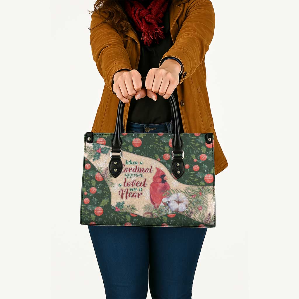 Memorial Cardinal Christmas Leather Bag When A Cardinal Appears Loved One Is Near - Wonder Print Shop