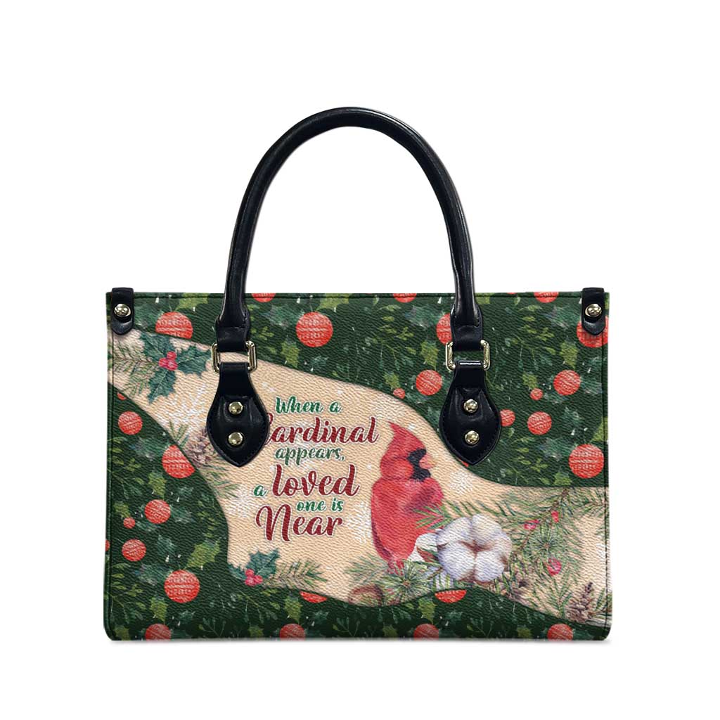 Memorial Cardinal Christmas Leather Bag When A Cardinal Appears Loved One Is Near - Wonder Print Shop