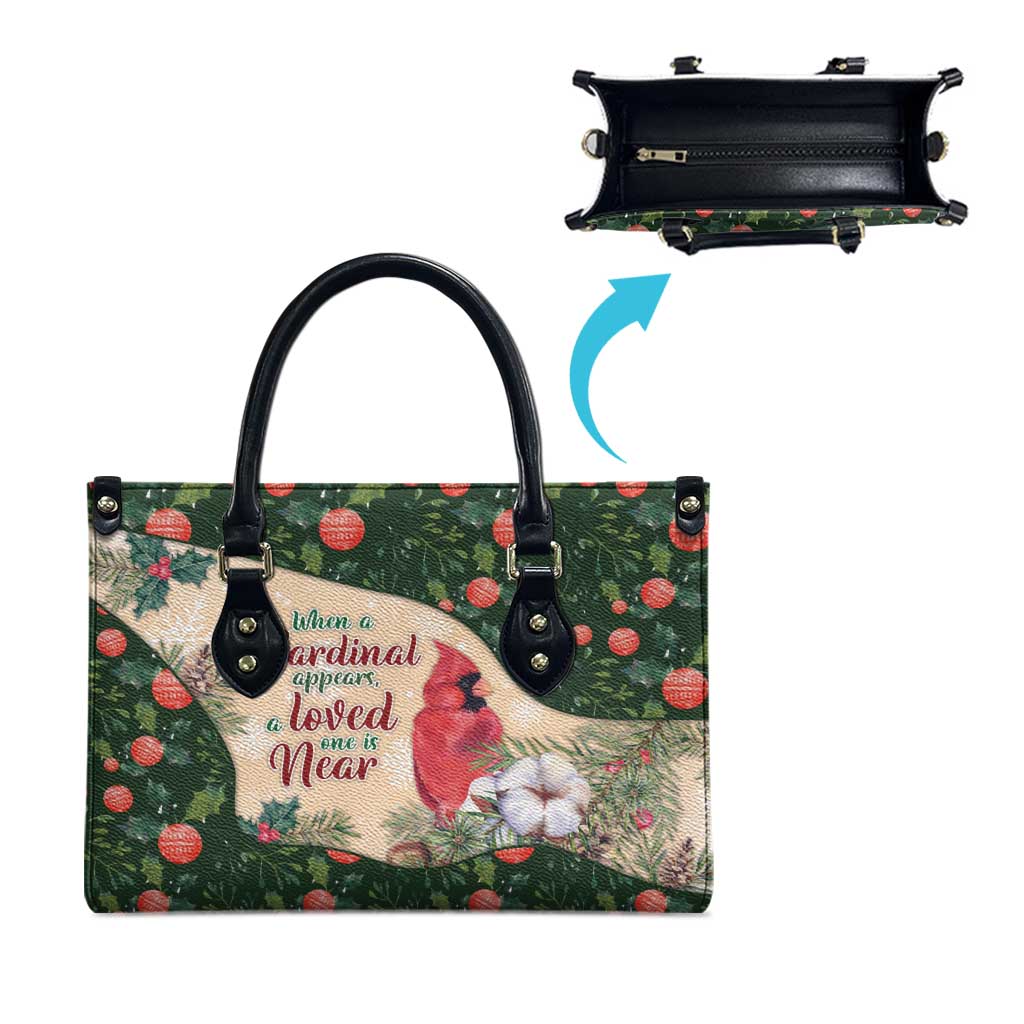 Memorial Cardinal Christmas Leather Bag When A Cardinal Appears Loved One Is Near - Wonder Print Shop
