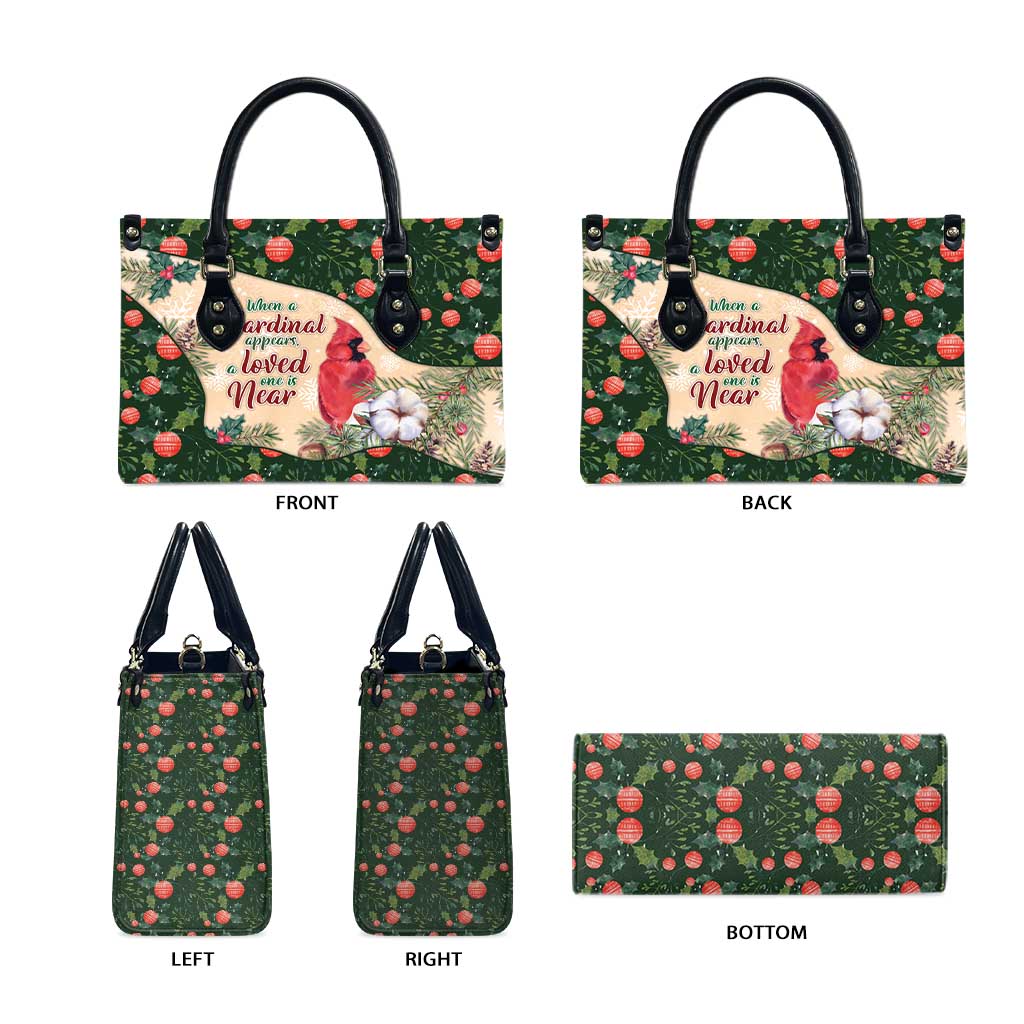 Memorial Cardinal Christmas Leather Bag When A Cardinal Appears Loved One Is Near - Wonder Print Shop