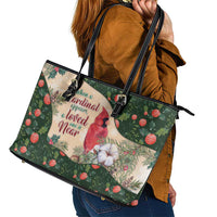 Memorial Cardinal Christmas Leather Tote Bag When A Cardinal Appears Loved One Is Near - Wonder Print Shop
