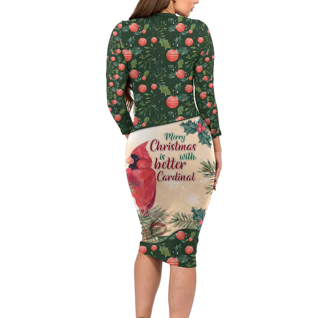 Memorial Cardinal Christmas Long Sleeve Bodycon Dress When A Cardinal Appears Loved One Is Near - Wonder Print Shop