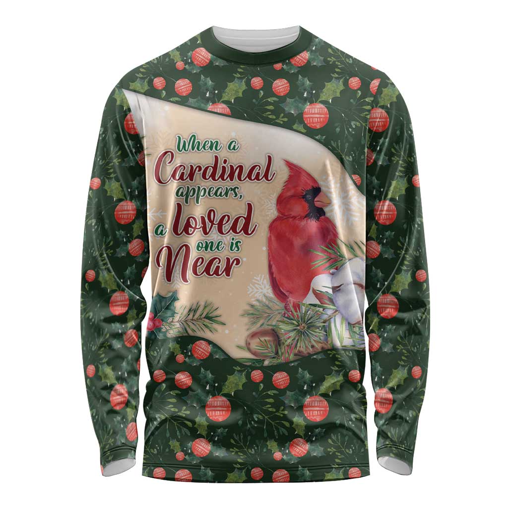 Memorial Cardinal Christmas Long Sleeve Shirt When A Cardinal Appears Loved One Is Near - Wonder Print Shop