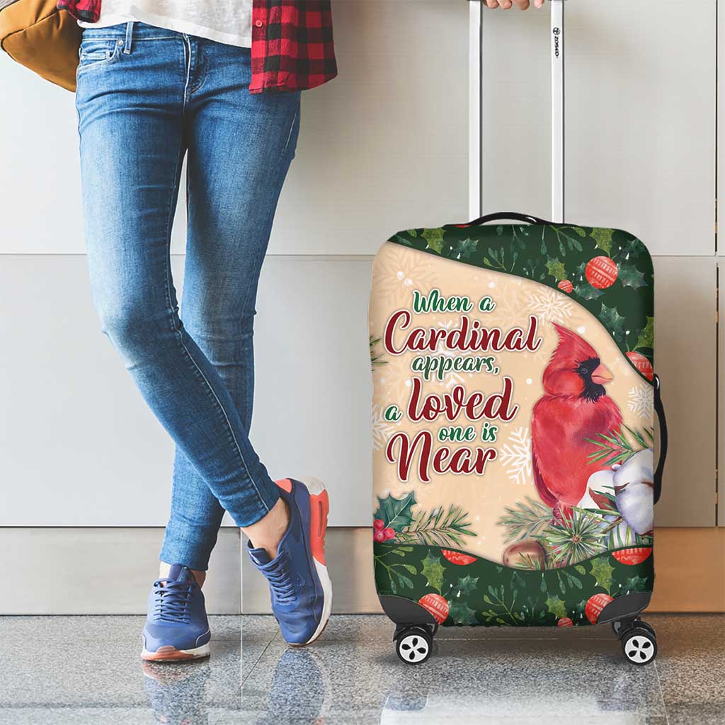 Memorial Cardinal Christmas Luggage Cover When A Cardinal Appears Loved One Is Near - Wonder Print Shop