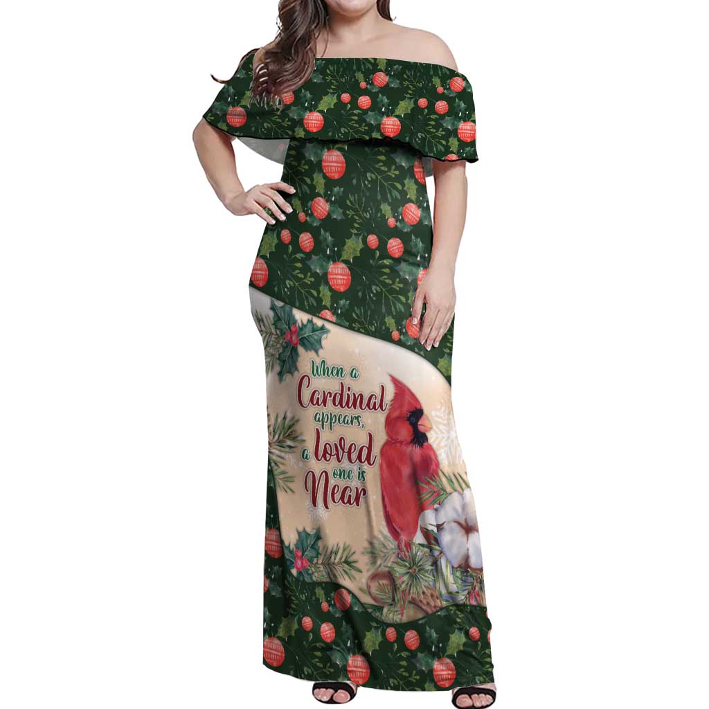 Memorial Cardinal Christmas Off Shoulder Maxi Dress When A Cardinal Appears Loved One Is Near - Wonder Print Shop
