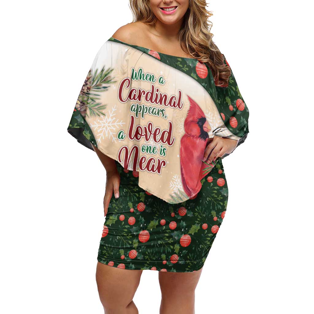 Memorial Cardinal Christmas Off Shoulder Short Dress When A Cardinal Appears Loved One Is Near - Wonder Print Shop