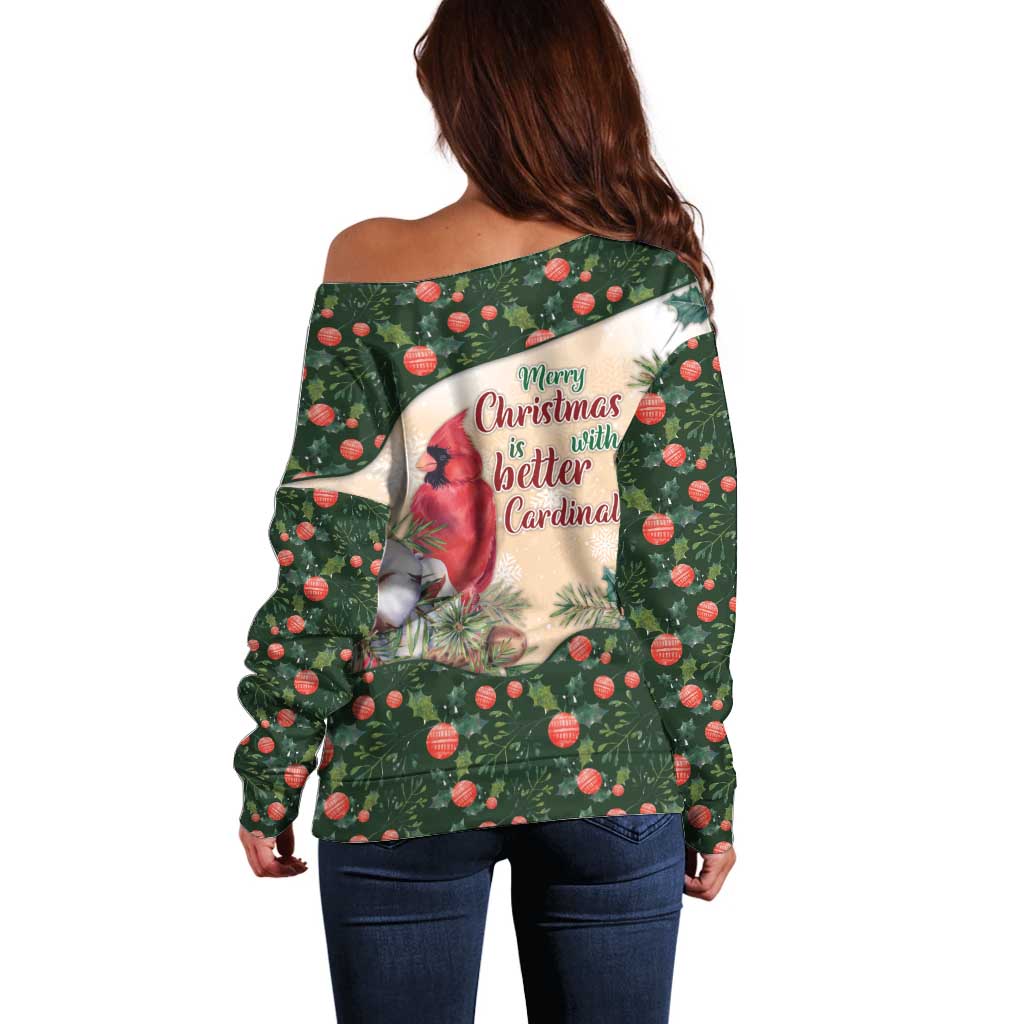 Memorial Cardinal Christmas Off Shoulder Sweater When A Cardinal Appears Loved One Is Near - Wonder Print Shop