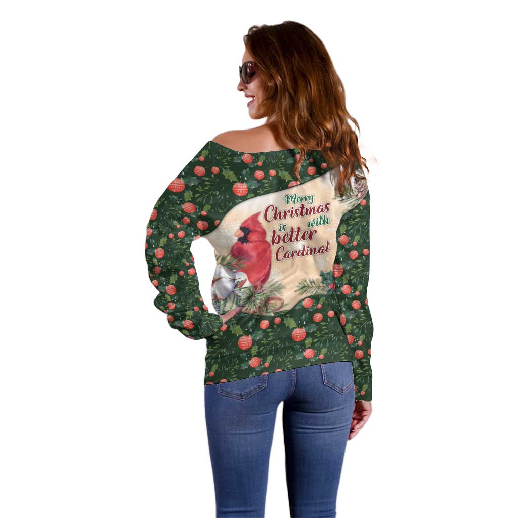 Memorial Cardinal Christmas Off Shoulder Sweater When A Cardinal Appears Loved One Is Near - Wonder Print Shop