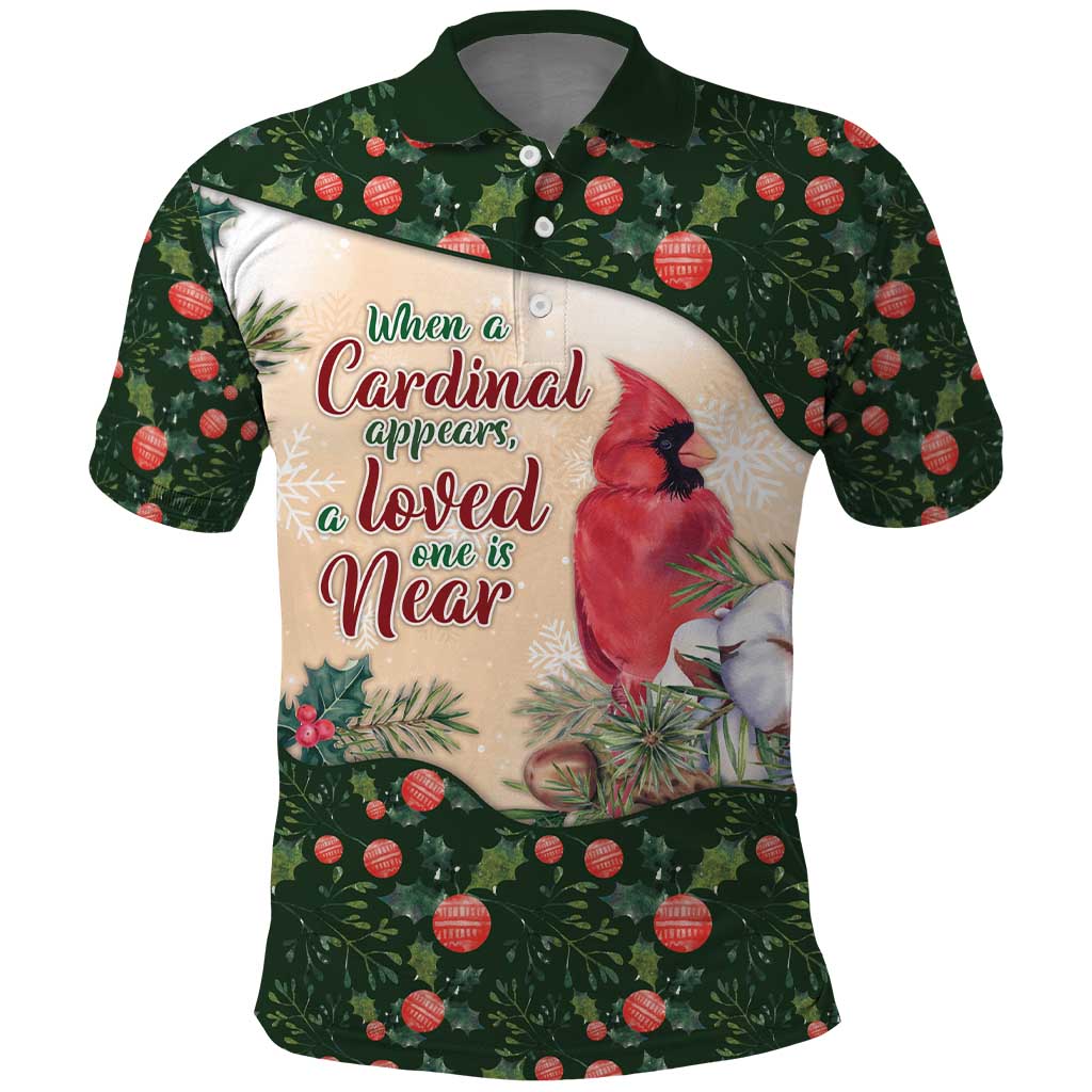Memorial Cardinal Christmas Polo Shirt When A Cardinal Appears Loved One Is Near - Wonder Print Shop