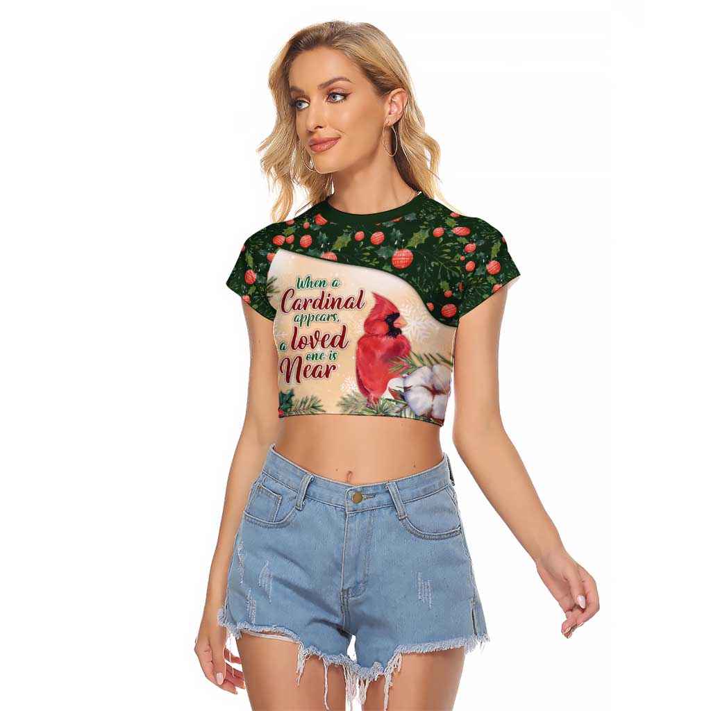 Memorial Cardinal Christmas Raglan Cropped T Shirt When A Cardinal Appears Loved One Is Near - Wonder Print Shop