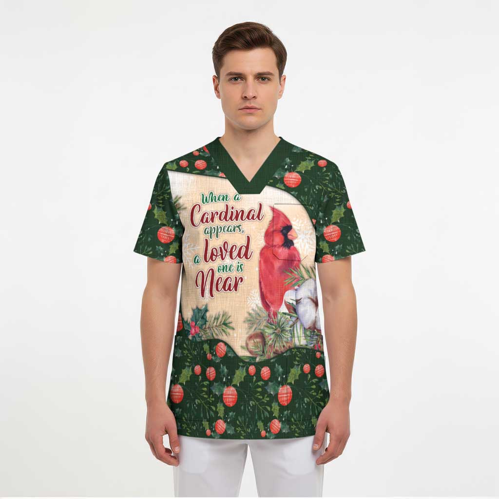 Memorial Cardinal Christmas Scrub Top When A Cardinal Appears Loved One Is Near - Wonder Print Shop