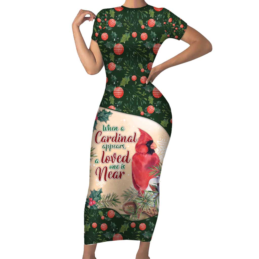 Memorial Cardinal Christmas Short Sleeve Bodycon Dress When A Cardinal Appears Loved One Is Near - Wonder Print Shop