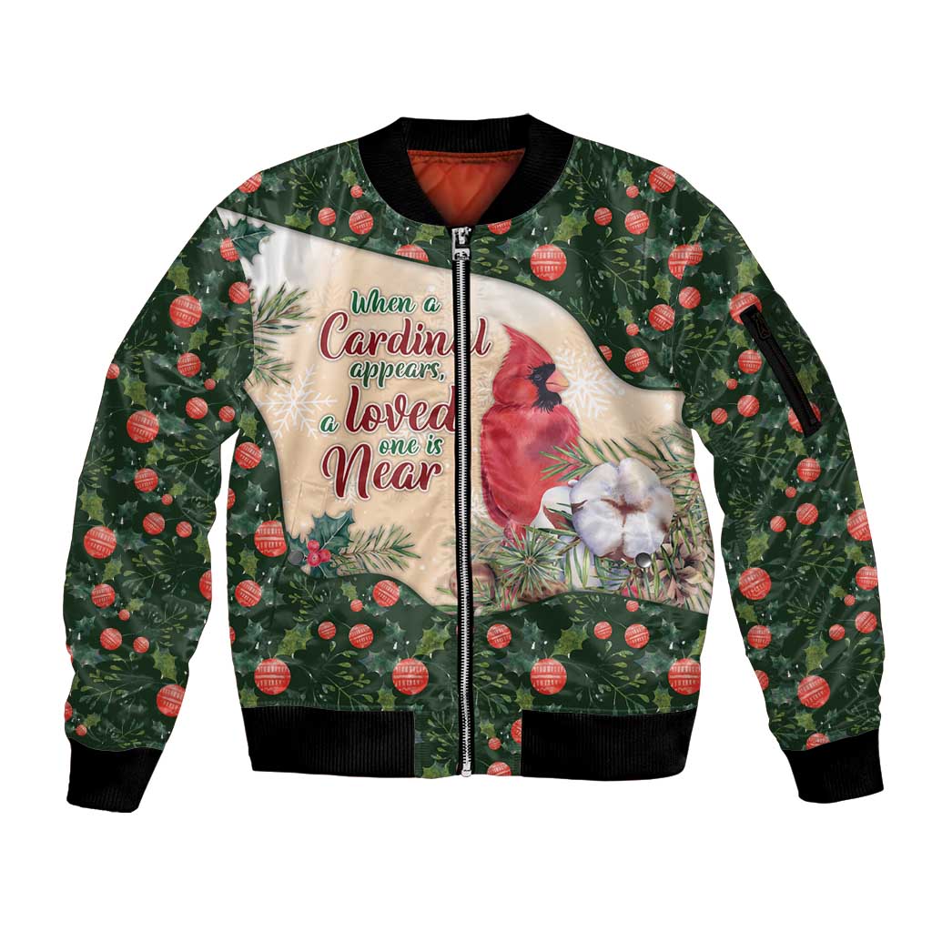 Memorial Cardinal Christmas Sleeve Zip Bomber Jacket When A Cardinal Appears Loved One Is Near - Wonder Print Shop