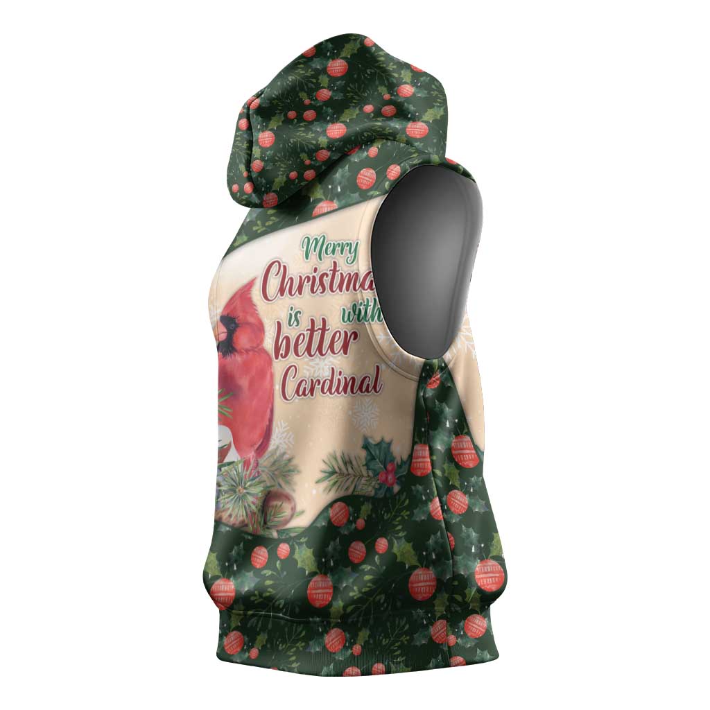 Memorial Cardinal Christmas Sleeveless Hoodie When A Cardinal Appears Loved One Is Near - Wonder Print Shop