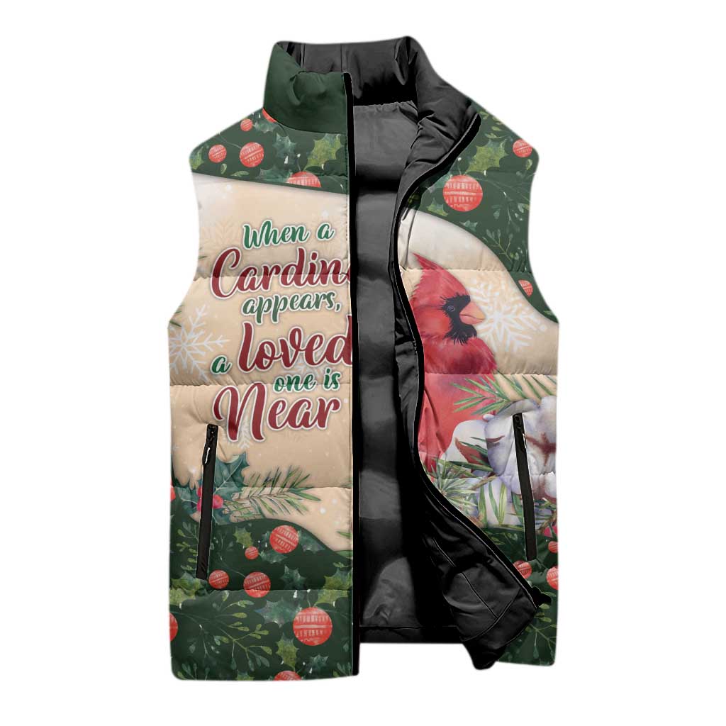 Memorial Cardinal Christmas Sleeveless Puffer Jacket When A Cardinal Appears Loved One Is Near - Wonder Print Shop