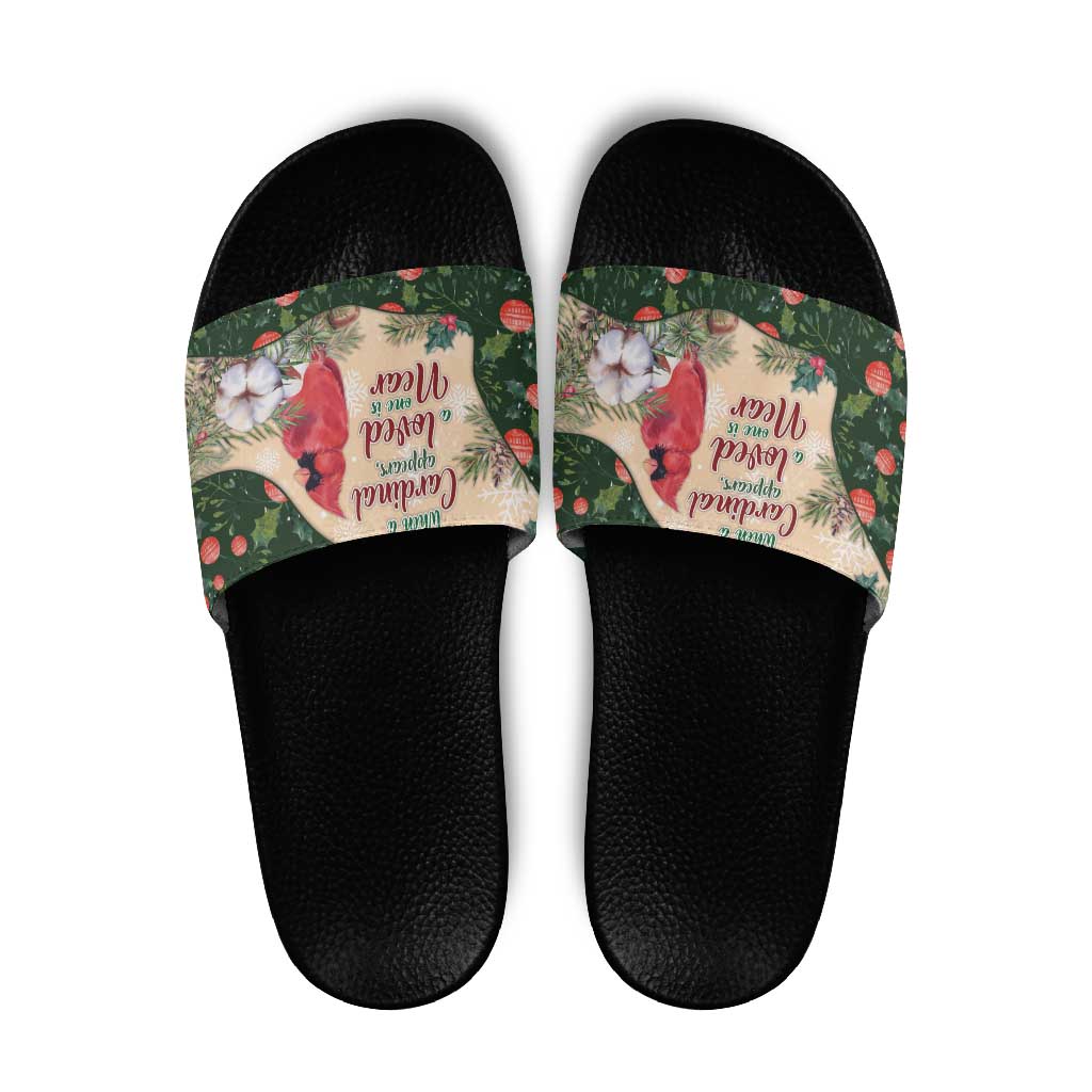 Memorial Cardinal Christmas Slide Sandals When A Cardinal Appears Loved One Is Near - Wonder Print Shop