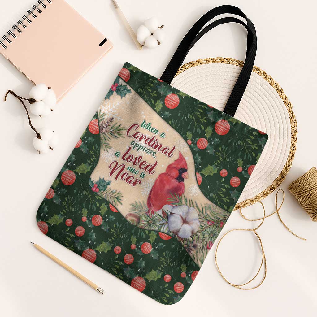 Memorial Cardinal Christmas Tote Bag When A Cardinal Appears Loved One Is Near - Wonder Print Shop