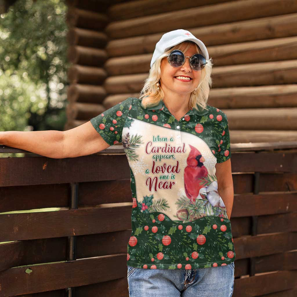 Memorial Cardinal Christmas Women Polo Shirt When A Cardinal Appears Loved One Is Near - Wonder Print Shop
