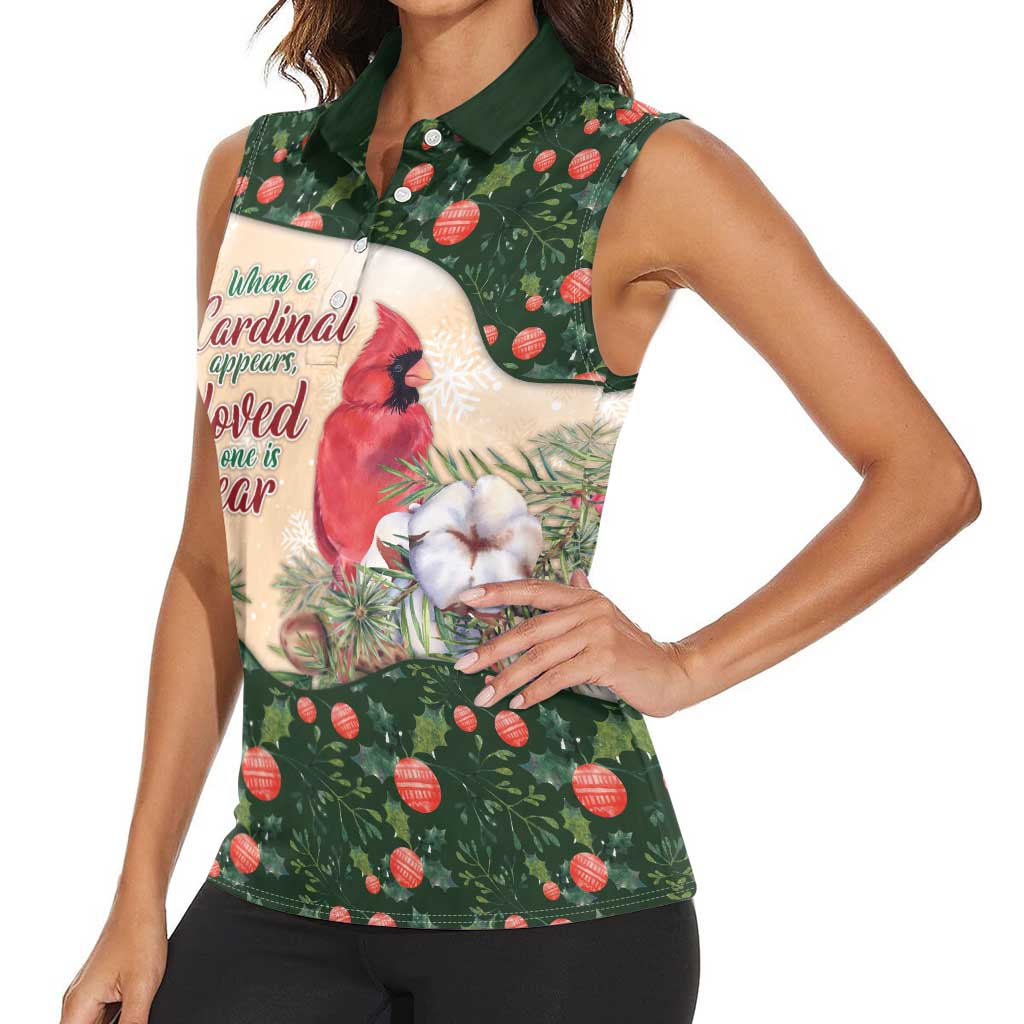Memorial Cardinal Christmas Women Sleeveless Polo Shirt When A Cardinal Appears Loved One Is Near - Wonder Print Shop