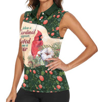 Memorial Cardinal Christmas Women Sleeveless Polo Shirt When A Cardinal Appears Loved One Is Near - Wonder Print Shop