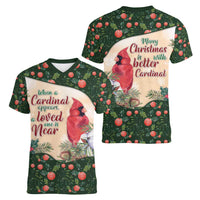 Memorial Cardinal Christmas Women V-Neck T-Shirt When A Cardinal Appears Loved One Is Near - Wonder Print Shop