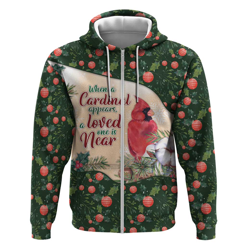Memorial Cardinal Christmas Zip Hoodie When A Cardinal Appears Loved One Is Near - Wonder Print Shop