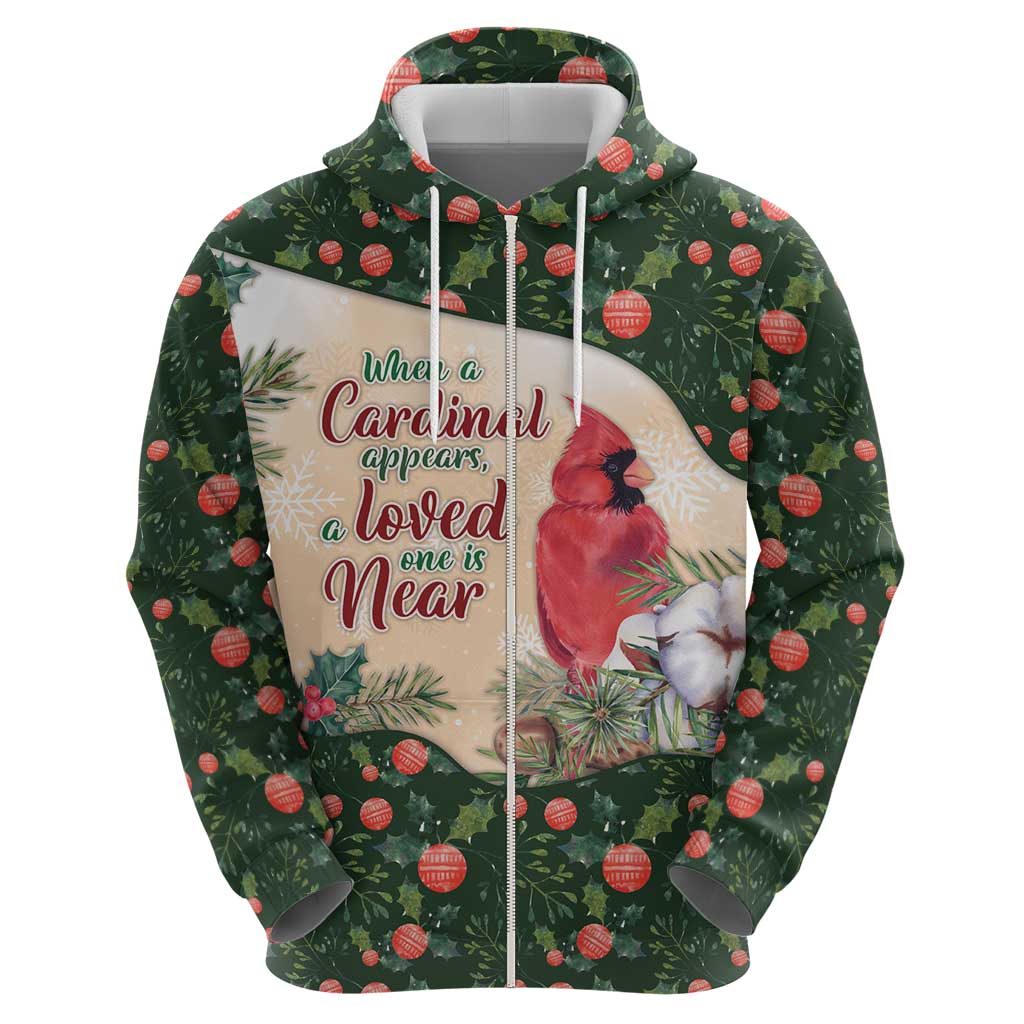 Memorial Cardinal Christmas Zip Hoodie When A Cardinal Appears Loved One Is Near - Wonder Print Shop