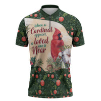 Memorial Cardinal Christmas Zipper Polo Shirt When A Cardinal Appears Loved One Is Near - Wonder Print Shop