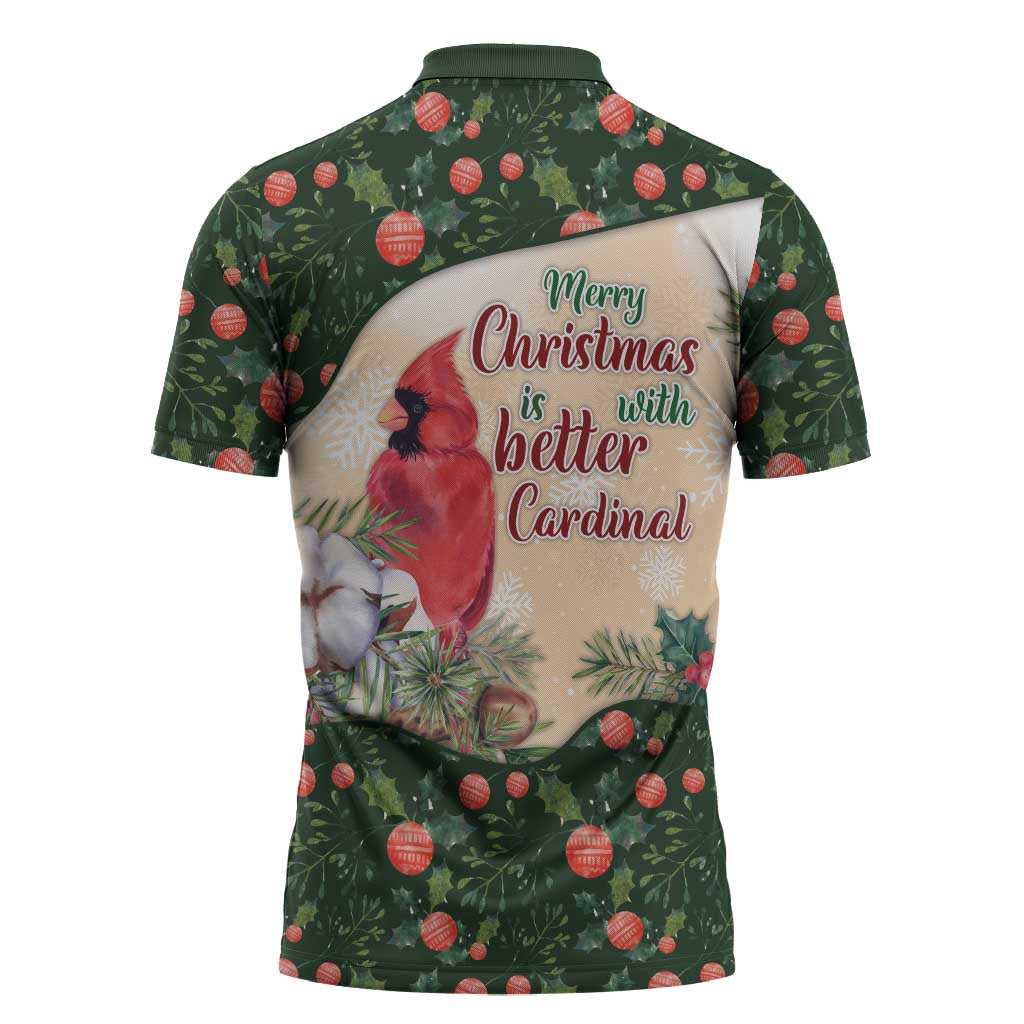 Memorial Cardinal Christmas Zipper Polo Shirt When A Cardinal Appears Loved One Is Near - Wonder Print Shop