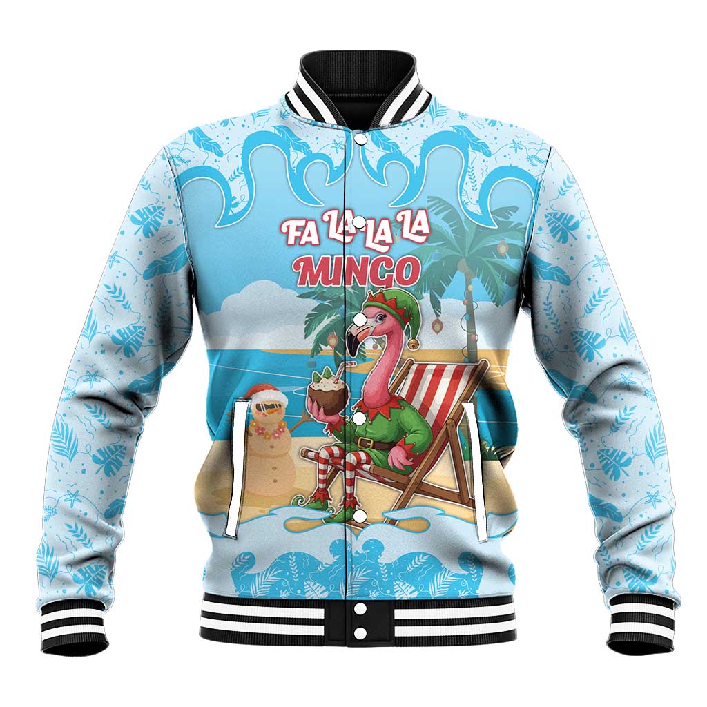 Christmas In July Baseball Jacket I Am The Flamingo Elf - Wonder Print Shop