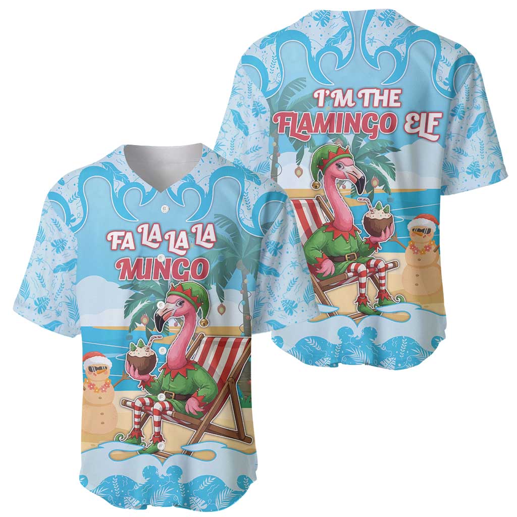 Christmas In July Baseball Jersey I Am The Flamingo Elf - Wonder Print Shop