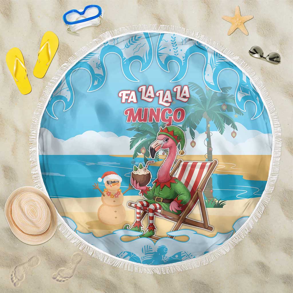 Christmas In July Beach Blanket I Am The Flamingo Elf - Wonder Print Shop