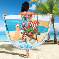 Christmas In July Beach Blanket I Am The Flamingo Elf - Wonder Print Shop