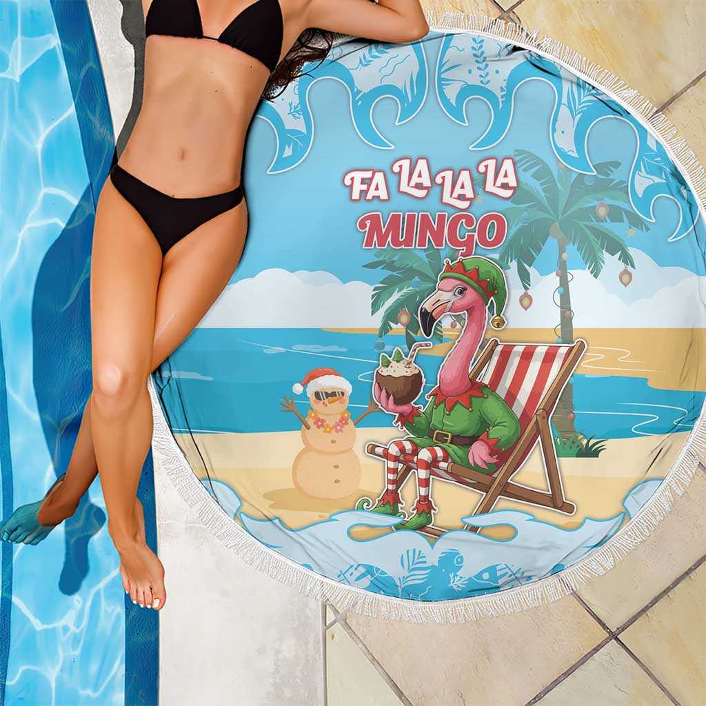 Christmas In July Beach Blanket I Am The Flamingo Elf - Wonder Print Shop