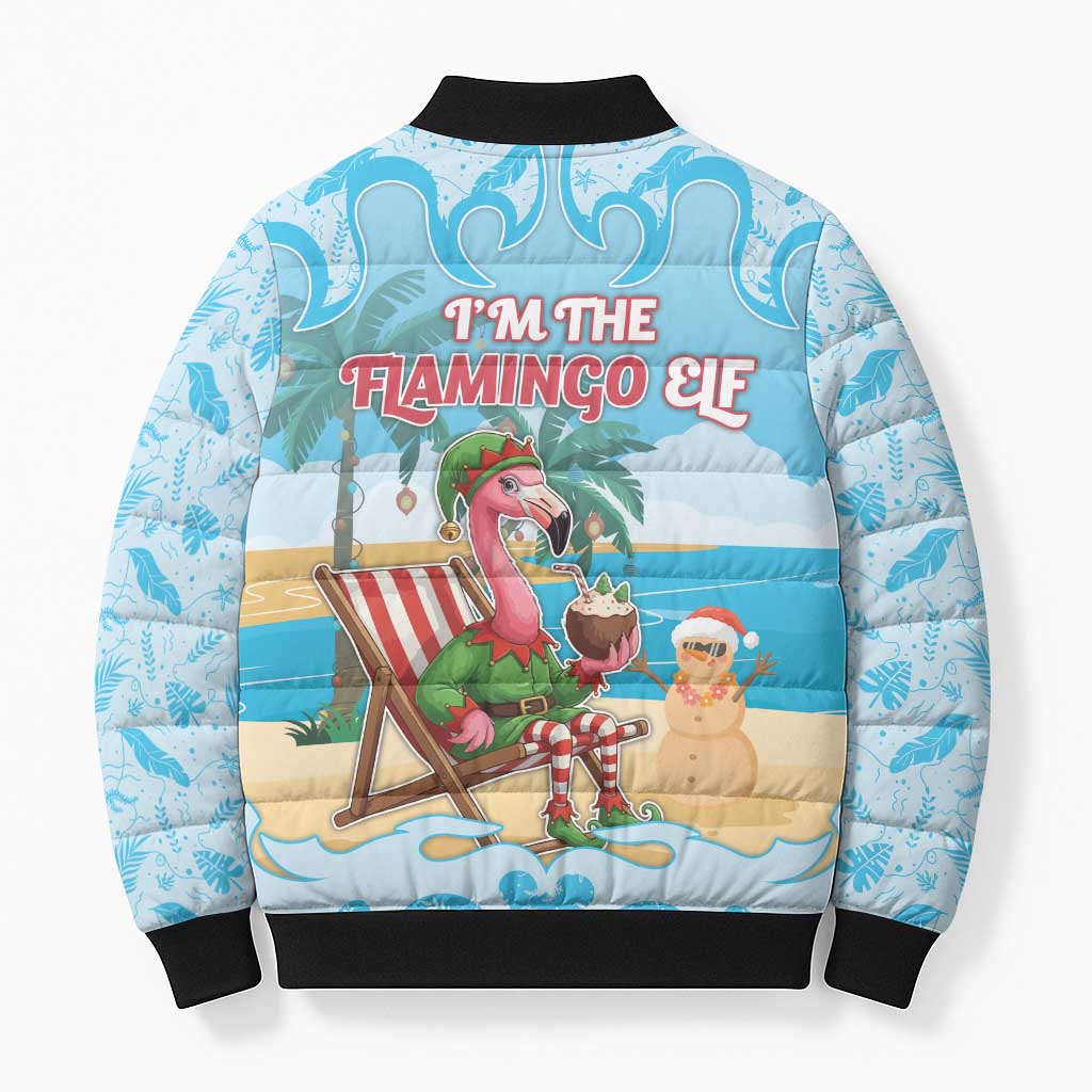 Christmas In July Bomber Puffer Jacket I Am The Flamingo Elf - Wonder Print Shop