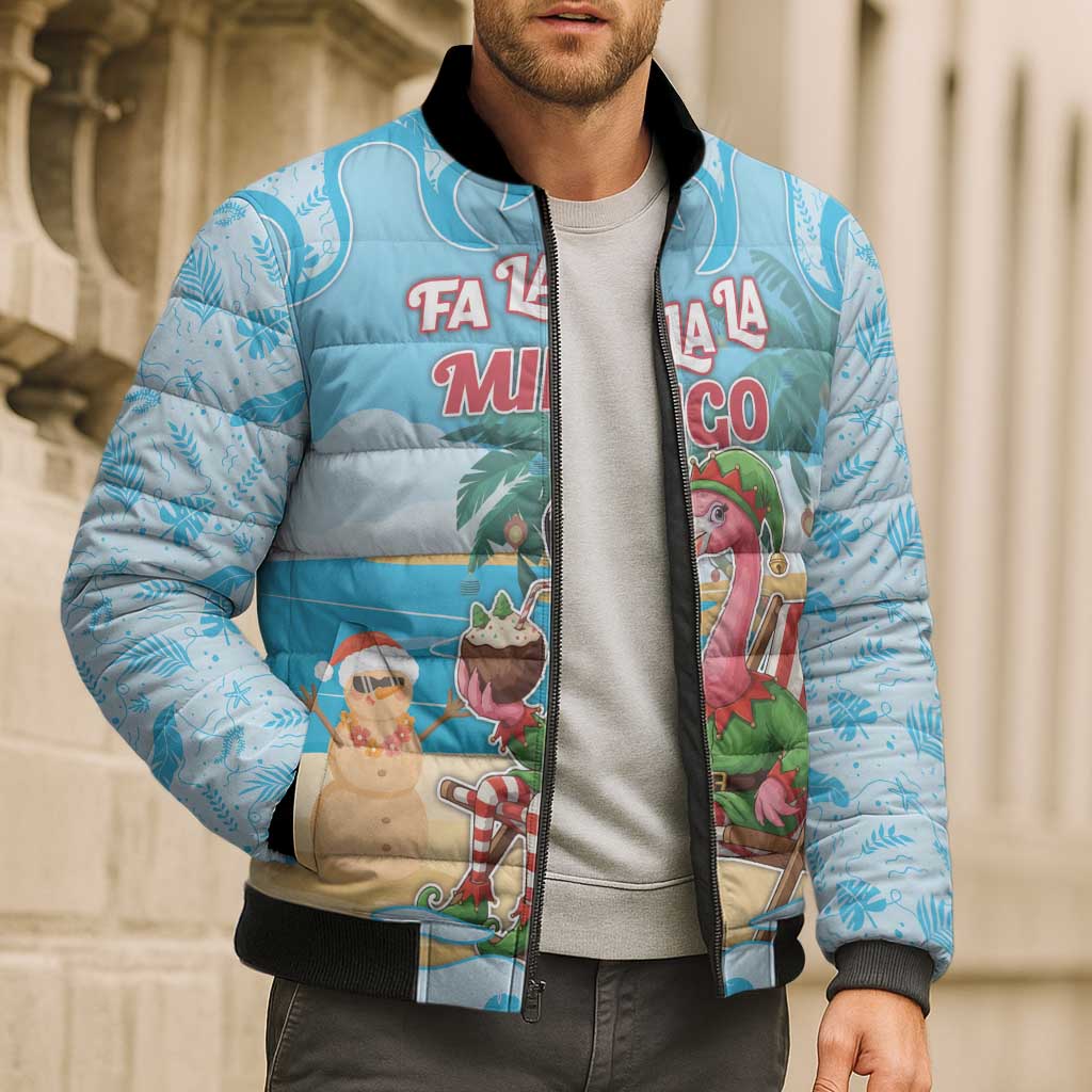 Christmas In July Bomber Puffer Jacket I Am The Flamingo Elf - Wonder Print Shop